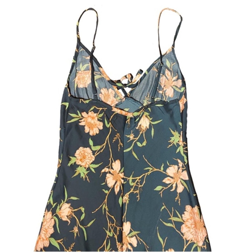 Urban Outfitters Dark Green Midi Slip Dress with Peach Floral Print - Picture 5 of 5